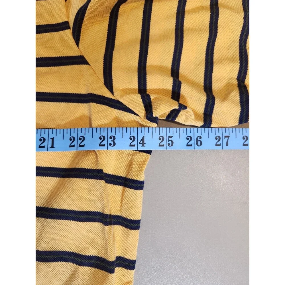 Polo Golf Ralph Lauren Pima Cotton Yellow Striped Short Sleeve Men Polo Shirt XL